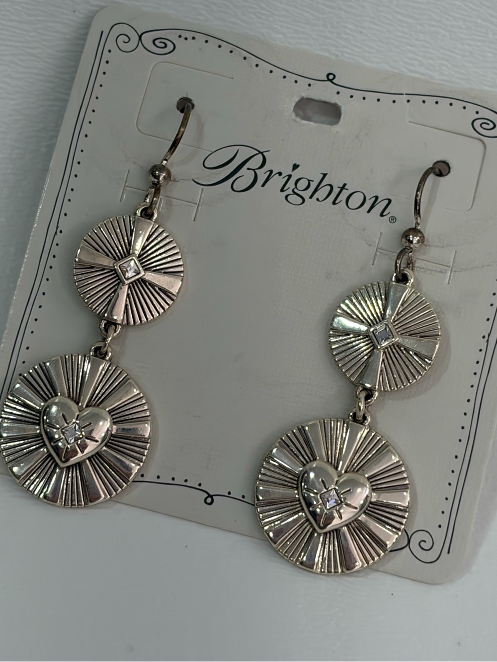 Brighton CELESTE HEART Earrings Double Drop French Wire NWT